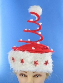 L&Uuml;KS SPİRALLİ IŞIKLI YILDIZLI NOEL ŞAPKASI (12 Adet)
