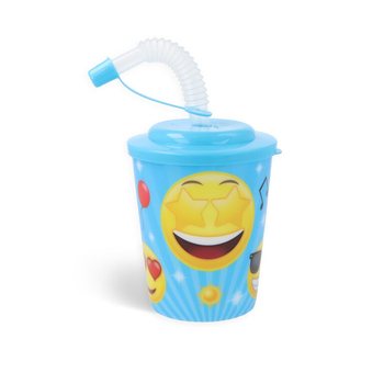 KAPAKLI VE PİPETLİ İÇECEK / DONDURMA BARDAĞI - SMILEY (12 Adet)