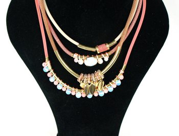 Şık 4 Katlı Pembe Kolye (1 adet)