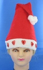 Işıklı Kalpli Noel Şapkası (12 adet)