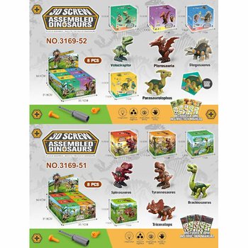 Hediye Kutusunda 3D Dinozor Yapım Seti - Standlı (8 Adet)