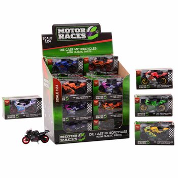SUPER SPORT MOTOSİKLET DIE CAST, 1:24 ÖLÇEKLİ TEŞHİR KUTUSUNDA (24 adet)