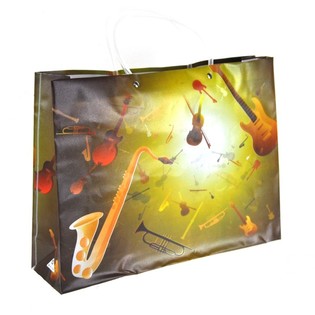 B&uuml;y&uuml;k Boy Alışveriş Poşetleri / Hediye &Ccedil;antaları - M&uuml;zik Desenli (12 Adet)