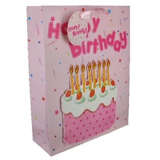 Happy Birthday Pembe Hediye &Ccedil;antası (12 adet)