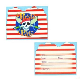 12 Zarfli Doğum G&uuml;n&uuml; Davetiyesi - Pirate Party (6 set)