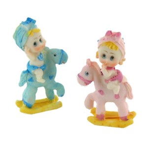Doğum Pasta S&uuml;s&uuml; - Sallanan At &Uuml;zerinde Bebek 9 cm (4 adet)