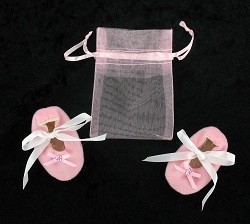 Hediye Keseli Dekoratif Bebek Patikleri - Pembe (12 &Ccedil;ift)
