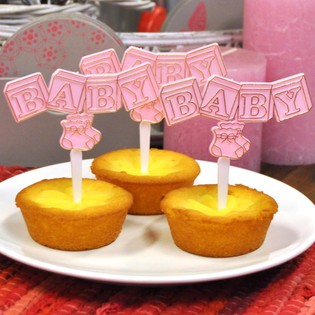 Doğum G&uuml;n&uuml; Cupcake K&uuml;rdanı - Bebek Pembesi (12 adet)