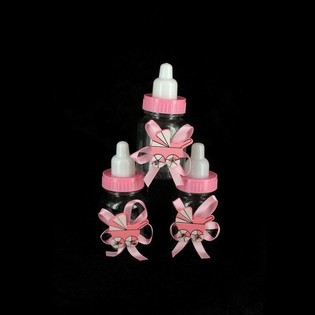 BEBEK ARABALI PEMBE DEKORATİF BİBERON (12 adet)
