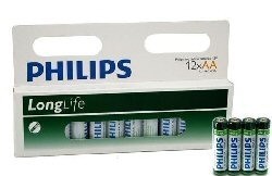 12x PİL "PHILIPS - SUPER HEAVY DUTY" AA - LONGLIFE (Blister Kartta 12 Adet)
