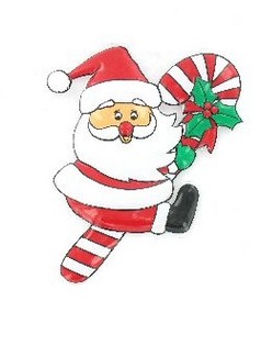 Dekoratif Tabela - Baston Şekerli Noel Baba (6 adet)