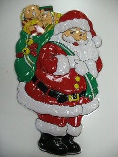 B&Uuml;Y&Uuml;K DEKORATİF LEVHA - HEDİYE &Ccedil;UVALLI NOEL BABA (2 adet)