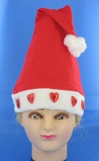 Işıklı Kalpli Noel Şapkası (12 adet)