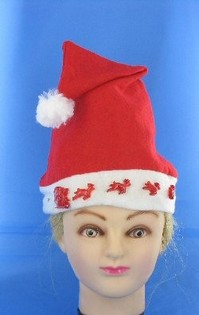 IŞIKLI KIZAKLI NOEL ŞAPKASI (12 adet)