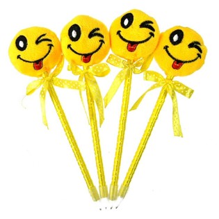 Peluş Smiley T&uuml;kenmez Kalem (12 adet)