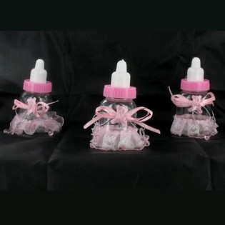 P&Uuml;SK&Uuml;LL&Uuml; PEMBE DEKORATİF BEBEK BİBERONLARI (6 adet)