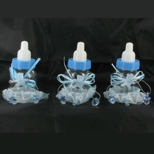 P&uuml;sk&uuml;ll&uuml; Mavi Dekoratif Bebek Biberonları (6 adet)