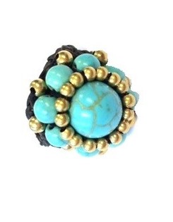 Turkuaz Taşlı Ibiza Tarzı Yüzük | Boho Yüzük