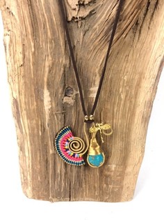 HANDMADE ORIGINALS Ibiza Kolyesi, Bluestone Taşlı Turuncu/Mavi (1 Adet)