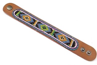 Aztec Mavi Taşlı Deri Bileklik (1 Adet)