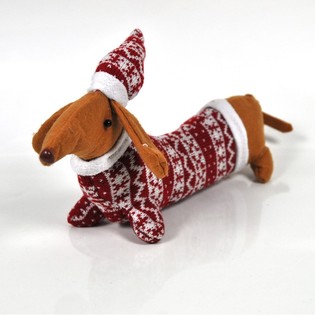 Peluş Noel Dachshund (2 Adet)