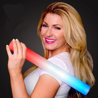 LED S&uuml;nger &Ccedil;ubuklar - &Ccedil;ok Renkli Parti &Ccedil;ubuğu - Kırmızı/Beyaz/Mavi (24 adet)