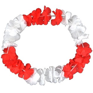 Hawaii &Ccedil;i&ccedil;ek Kolyesi Kırmızı/Beyaz (50 adet)