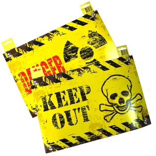 DEKORATİF KAPI TABELASI - "DANGER" / "KEEP OUT" (12 adet)