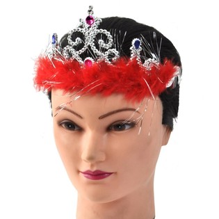 Peluşlu G&uuml;m&uuml;ş Prenses Tacı - Model 4 (12'li Paket)