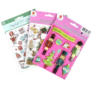 Karışık 3D Noel &Ccedil;ıkartmaları (6 adet)