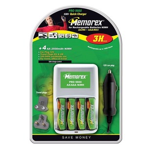MEMOREX PRO 9660 - řarj Cihazı + 4x řarj Edilebilir AA Pil (1 ad.)