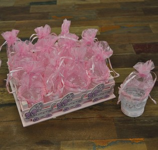 12 Adet Hediye Paketli Dekoratif Ahşap Kasa - Pembe