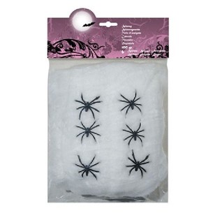 100g Dekoratif &Ouml;r&uuml;mcek Ağı ve 6 &Ouml;r&uuml;mcek - Beyaz (4 adet)