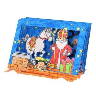 Sinterklaas / Noel Baba Temalı 3D Pencere Kartı Yapım Seti (12 adet)