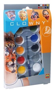 SES Clowny Su Bazlı Y&uuml;z Boyama Seti (10 Renk) (1 Adet)