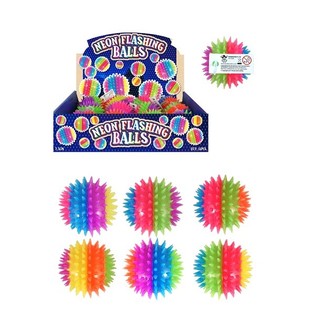 B&Uuml;Y&Uuml;K NEON SPİKİ IŞIKLI ZIPLAYAN TOPLAR, 7,5 cm. TEŞHİR KUTUSUNDA (12 adet)
