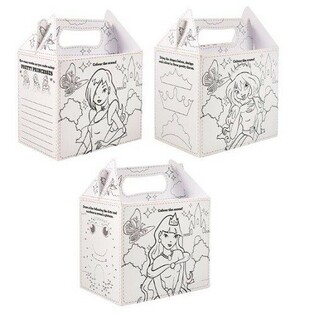 Boyanabilir Prenses Temalı &Ccedil;ocuk Men&uuml; Kutusu - 14 x 9.5 x 18 cm (24 Adet)