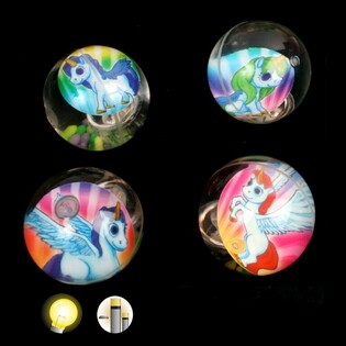 B&uuml;y&uuml;k Işıklı Unicorn Zıp Zıp Toplar, 6,5 cm (12 adet)