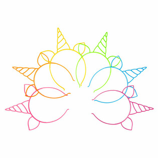 Unicorn / Tek Boynuzlu At Ta&ccedil;, Karışık Neon Renkler (24 Adet)