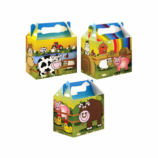 &Ccedil;ocuk Men&uuml; Kutusu &Ccedil;iftlik Temalı &ndash; 14 x 9,5 x 18 cm (12 adet)