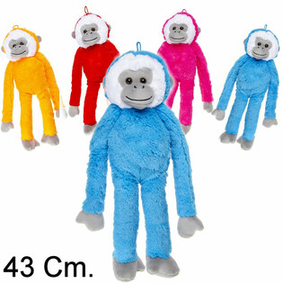 B&Uuml;Y&Uuml;K PELUŞ MAYMUN, 43 CM - KARIŞIK RENKLER (12 Adet)