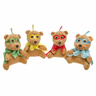 Peluş S&uuml;per Kahraman Ayı - 13 cm - Karışık Renkler (12 Adet)