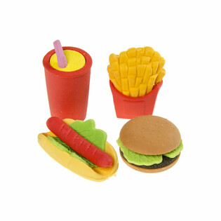 4 Par&ccedil;alı Fast Food Silgi Seti (12'li Teşhir Kutusu)
