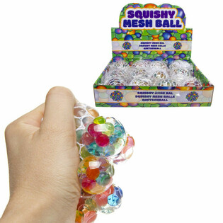 SQUISHY FİLELİ STRES TOPLARI STANDDA (12 Adet)