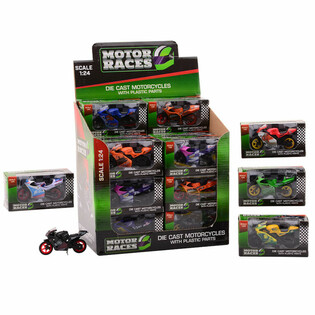 SUPER SPORT MOTOSİKLET DIE CAST, 1:24 &Ouml;L&Ccedil;EKLİ TEŞHİR KUTUSUNDA (24 adet)