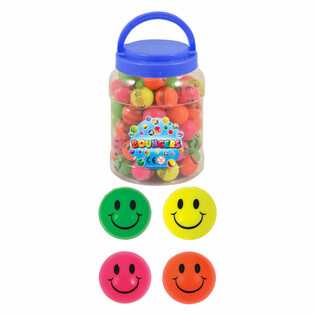 Smiley Zıp Zıp Toplar &Oslash;3,3cm - 72 Adet Kavanoz