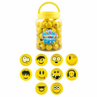 Smiley Funny Faces Zıp Zıp Toplar &Oslash;3.3cm Kovada (72 Adet)