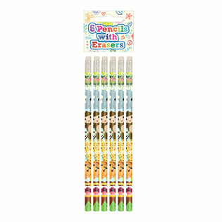 Jungle Hayvanları Kurşun Kalem ve Silgi Seti (6 Par&ccedil;a) - Stand (24 Set)