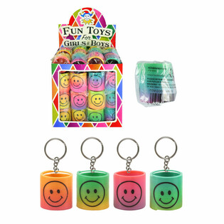 Smiley G&ouml;kkuşağı Spiral Anahtarlık Teşhir Kutulu (60 Adet)