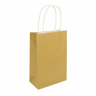 İP SAPLI KAĞIT &Ccedil;ANTA - 14x21x7cm - Renk: ALTIN (24 Adet)